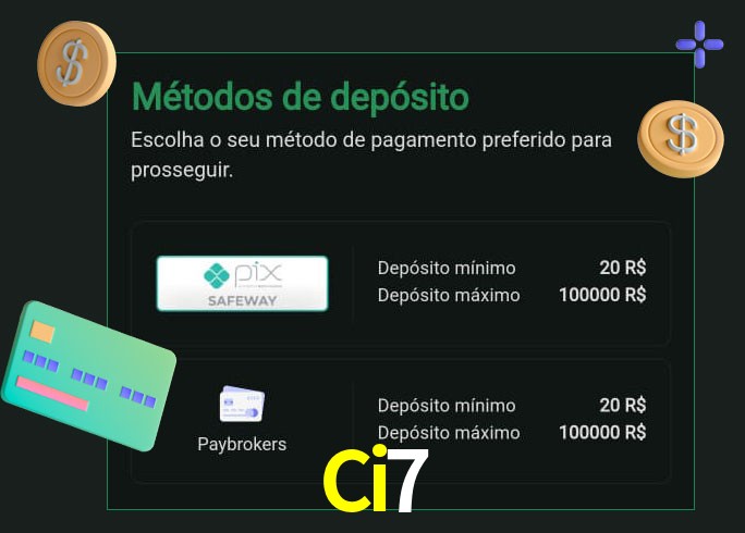 O cassino Ci7 oferece uma grande variedade de métodos de pagamento